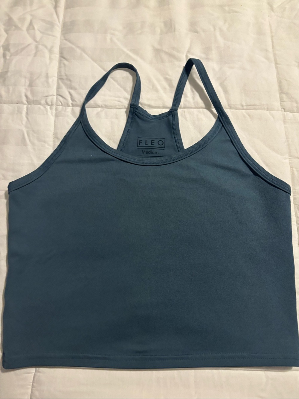 Fleo Dusty Blue Strappy Crop Tank